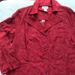 ♥️NWT Key Lime Pie Woman Cranberry Embroidered Jacket Size 1X